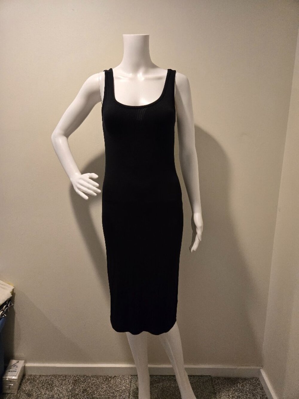 Universal Standard Black Ribbed Tank Dress XXS